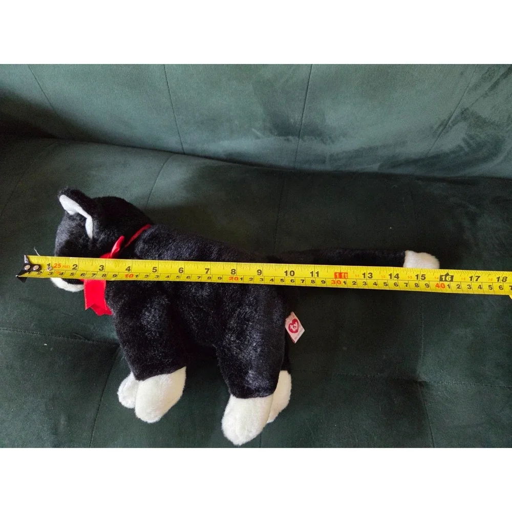 Vintage 1999 TY Beanie Baby Buddy ZIp Black & White Tuxedo Cat Red Bow 16''